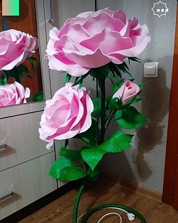 Rose materiale Eva altezza e dimensioni a piacere. Ricordatevi la goccia di siero.